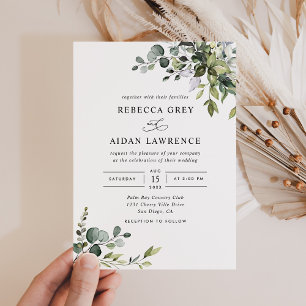 Invitación Boda de ecología de eucalipto rústico
