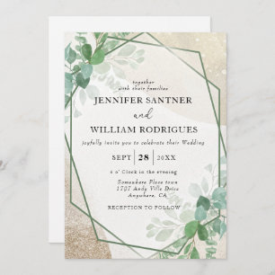 Invitación Boda de ecología del eucalipto verde del sabio del