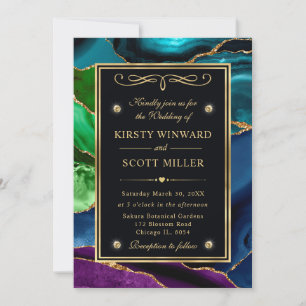 Invitación Boda de edad de Purpurina morado, azul y verde