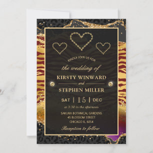 Invitación Boda de edad del Purpurina de Safari de la Selva V