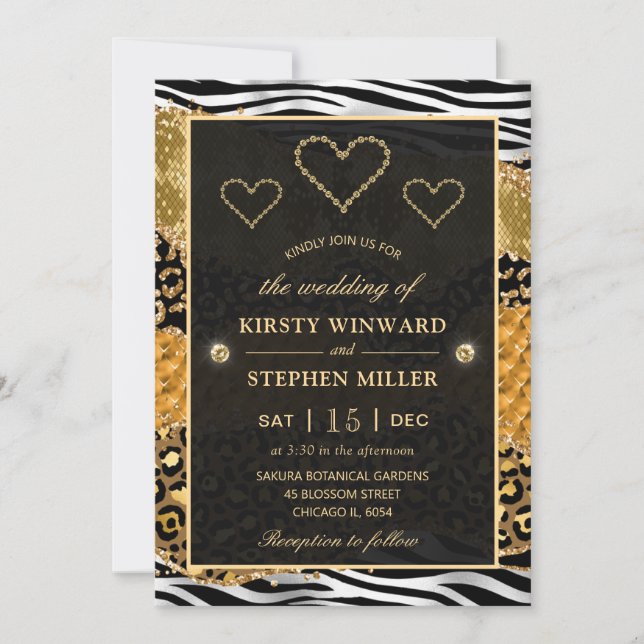 Invitación Boda de edad del Purpurina de Safari de la Selva V (Anverso)