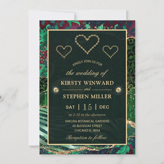 Invitación Boda de edad del Purpurina de Safari de la Selva V (Anverso)