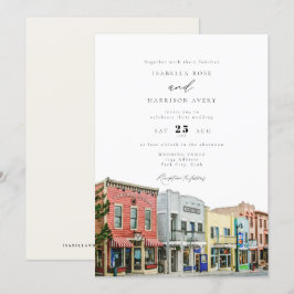Invitación Boda de edificios de Watercolor Park City Utah