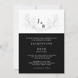 Invitación Boda de elegancia blanca y negra