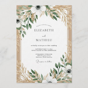 Invitación Boda de elegancia botánica con crema y salvia
