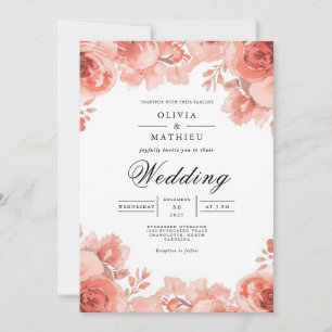 Invitación Boda de elegancia botánica de Coral Bloom