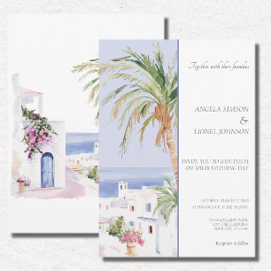 Invitación Boda de elegancia de color de agua de pueblo marro