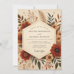 Invitación Boda de Elegancia Floral de Terracota Otoñal