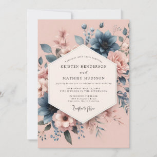 Invitación Boda de Elegancia Floral Rosa Polvorienta