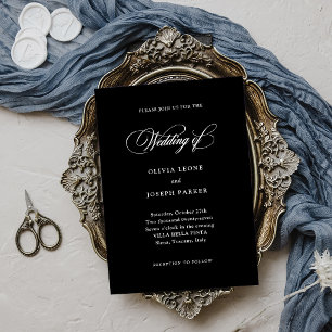 Invitación Boda de Elegancia Italiana Minimalista Negra