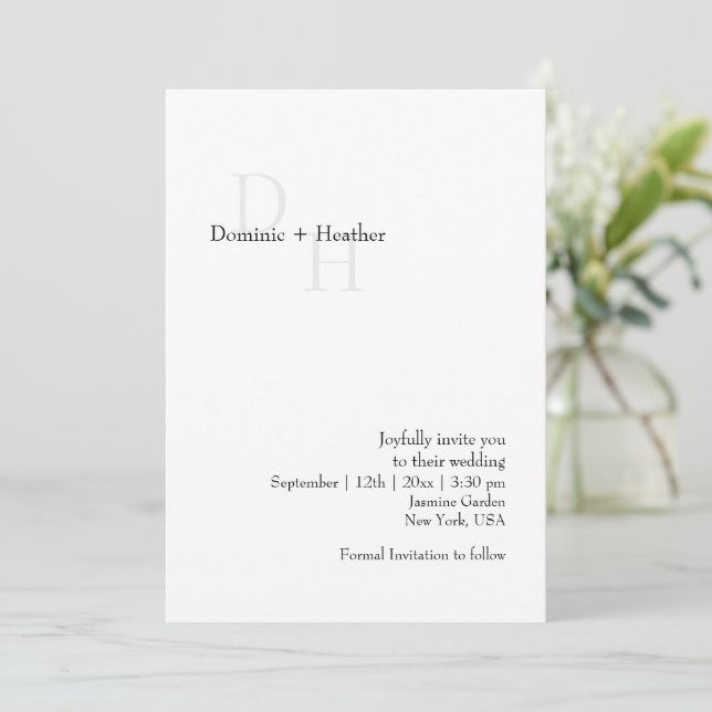 Invitación BODA de elegancia Minimalista CLASSIC (Anverso de pie)