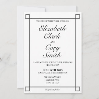 Invitación Boda de elegancia Minimalista simple en blanco y n