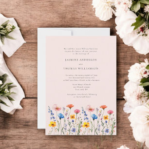 Invitación boda de elegancia moderna de flor silvestre mínima