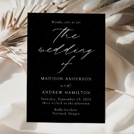 Invitación Boda de Elegancia Moderna Específico Blanco y Negr