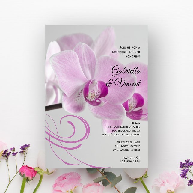 Invitación Boda De Elegancia Orquídea Rosa Cena (Subido por el creador)