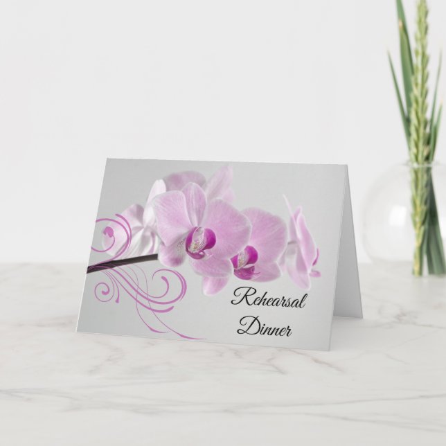 Invitación Boda De Elegancia Orquídea Rosa Cena (Anverso)