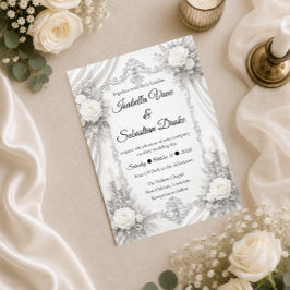 Invitación Boda de Elegancia Plateada e Marfil Atemporal