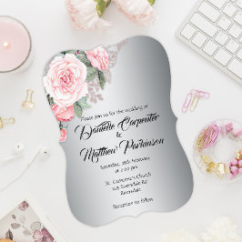 Invitación Boda de Elegancia Rosa Rosa Rosa Curva