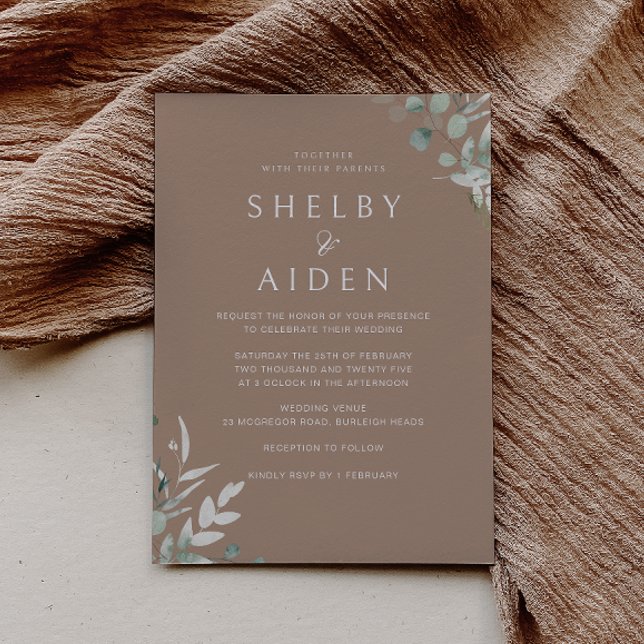 Invitación Boda de Elegancia Sencilla de Hoja Verde Moderna (Subido por el creador)