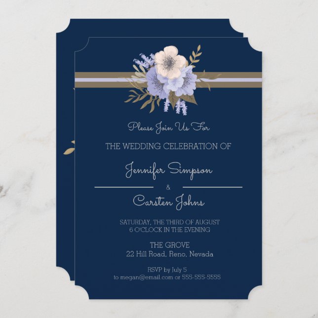 Invitación Boda de elegancia simple (Anverso / Reverso)