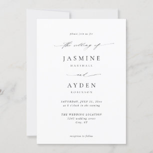 Invitación Boda de elegancia simple - Blanco