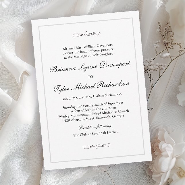 Invitación Boda de Elegancia Simple Clásica (Invitation may be ordered in both printed and instant download formats.)