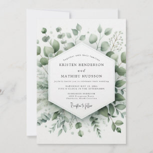 Invitación Boda de elegancia verde de salvia