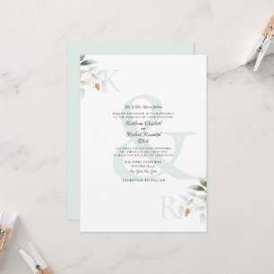 Invitación Boda de elegante follaje y vidrio marino dorado