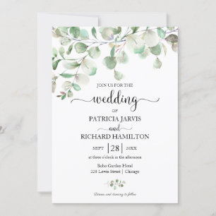 Invitación Boda de elegante vegetación eucalipto 