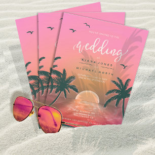 Invitación Boda de elevación del sol de la isla tropical L2 r