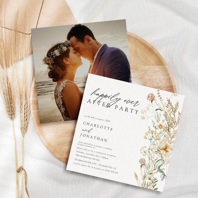 Invitación Boda de Elopamiento Mínima con Flores Silvestres B (Subido por el creador)