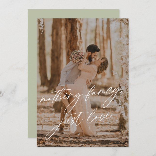 Invitación Boda de Elopement con Caligrafía Moderna y Foto en (Anverso / Reverso)