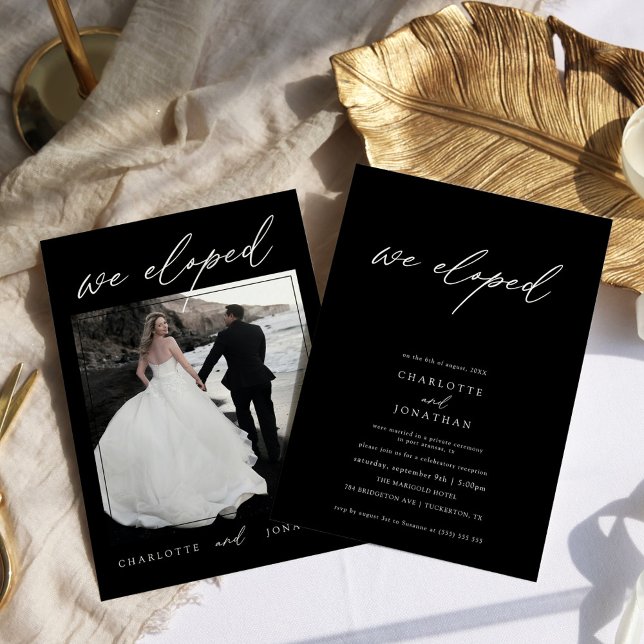 Invitación Boda de Elopement con Foto Moderna en Blanco y Neg (Subido por el creador)