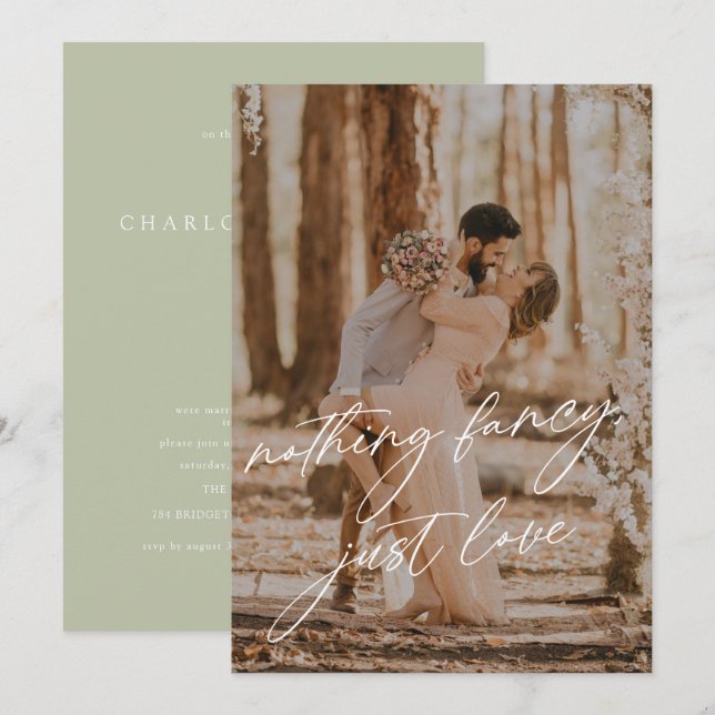 Invitación Boda de Elopement con Foto y Caligrafía Moderna en (Anverso / Reverso)