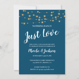 Invitación Boda de Elopement con Luces de Cuerda Azules Fiest