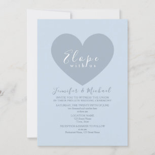 Invitación Boda de Elopement Corazón Azul Moderno