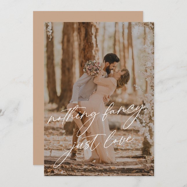 Invitación Boda de Elopement Fotográfico Sin Adornos Solo Amo (Anverso / Reverso)