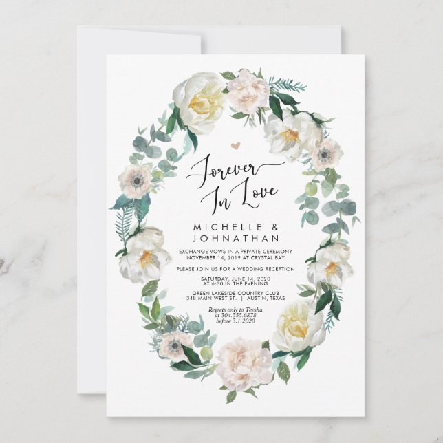 Invitación Boda de Elopement Perfecta de Primavera (Anverso)