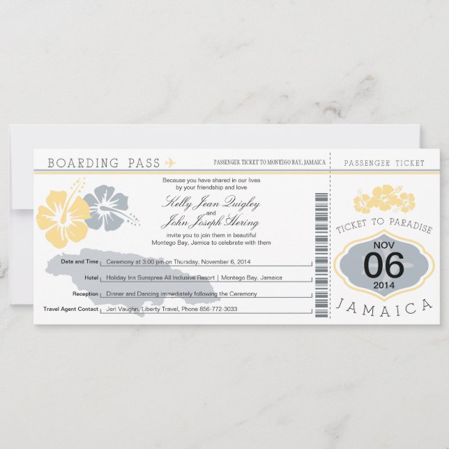 Invitación Boda de embarque a Jamaica (Anverso)