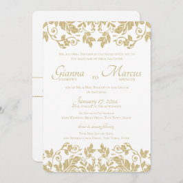 Invitación Boda de Emblem Damask Gold