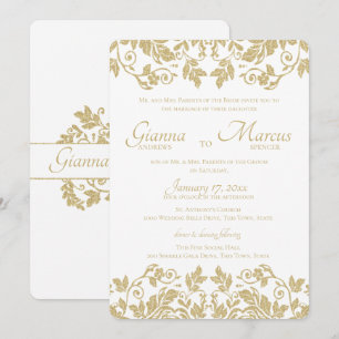 Invitación Boda de Emblem Damask Gold