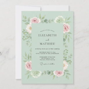 Invitación Boda de Embrace Floral Suave de Menta