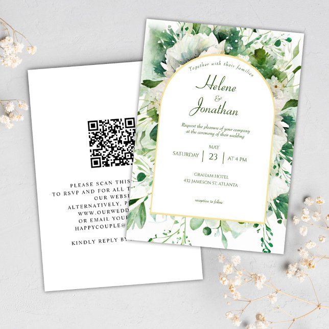 Invitación Boda de Emerald Green Botanical Floral Elegante (Emerald Green Botanical Floral Elegant Wedding Invitation)