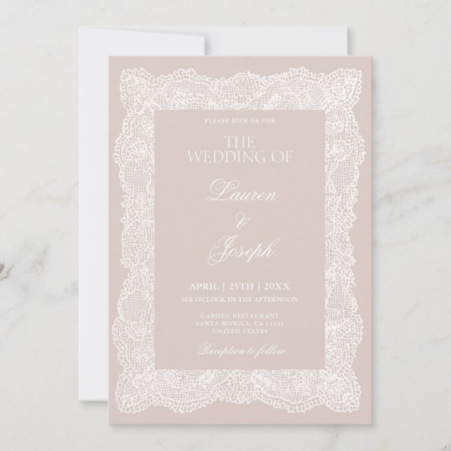 Invitación Boda de encaje (Anverso)