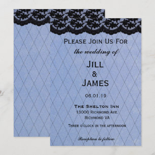 Invitación Boda de encaje azul y negro