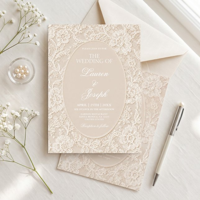 Invitación Boda de encaje blanco (Subido por el creador)