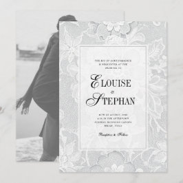 Invitación Boda de encaje blanco elegante