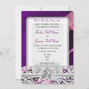 Invitación Boda de encaje blanco morado