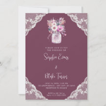 Boda de encaje de campo y flores en frasco de Maso