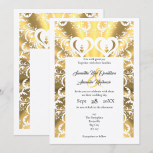 Invitación Boda de encaje de fibra de papel falso de oro